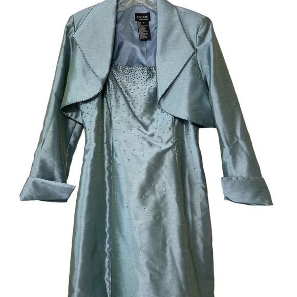 Xscape Dresses & Skirts - Green blue iridescent beaded dress size 10